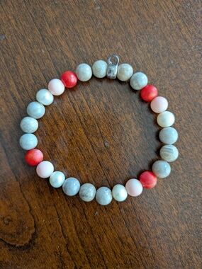 Thomas Sabo Beaded Stretch Charm Bracelet in Red, Pink, and Gray